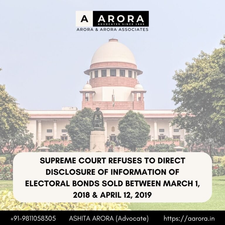 Read more about the article Supreme Court Refuses To Direct Disclosure Of Information Of Electoral Bonds Sold Between March 1, 2018 & April 12, 2019